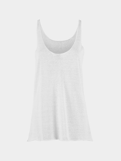 Dusan - Linen Asymmetric Tank Top | One Size - White - ABASK - 