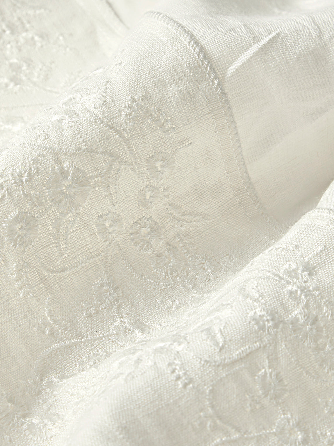 Borgo delle Tovaglie - Venaria Embroidered Linen Rectangular Tablecloth - Ivory - ABASK
