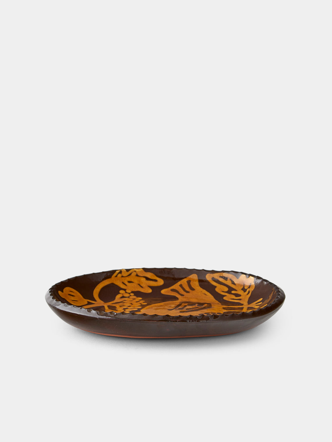 Aono Pottery - Harmony Bird Slipware Oval Dish - Brown - ABASK