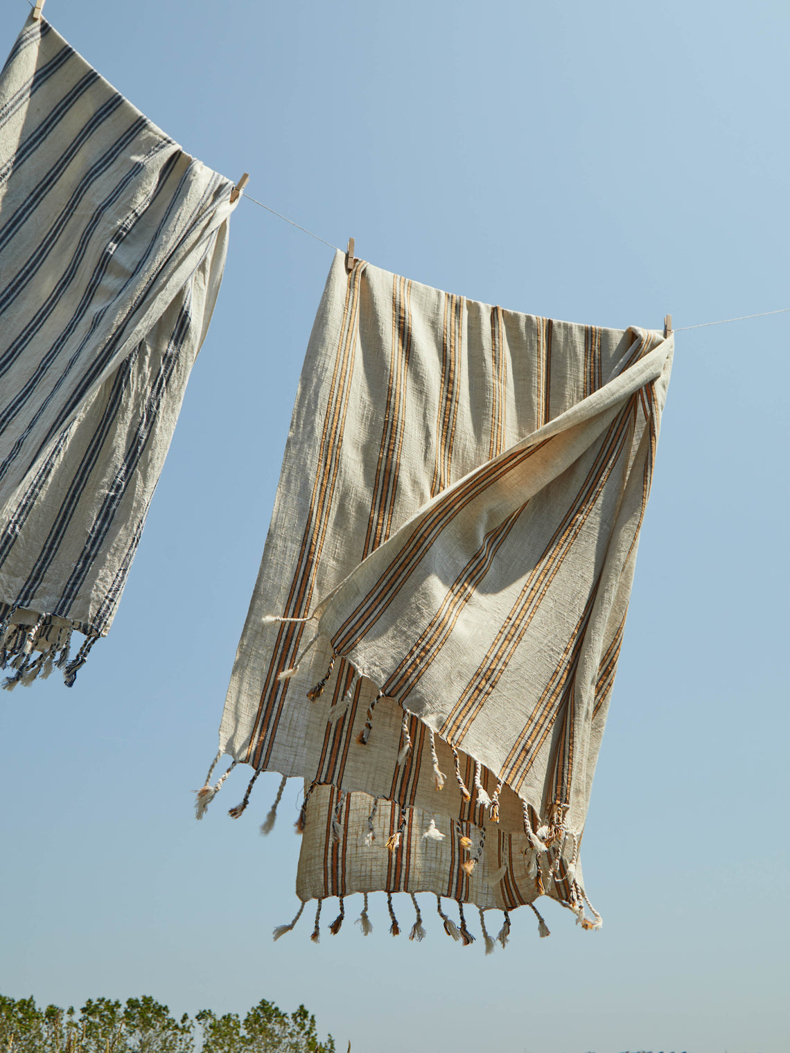 Mizar & Alcor - Apricot Handwoven Linen and Cotton Towels (Set of 2) -  - ABASK