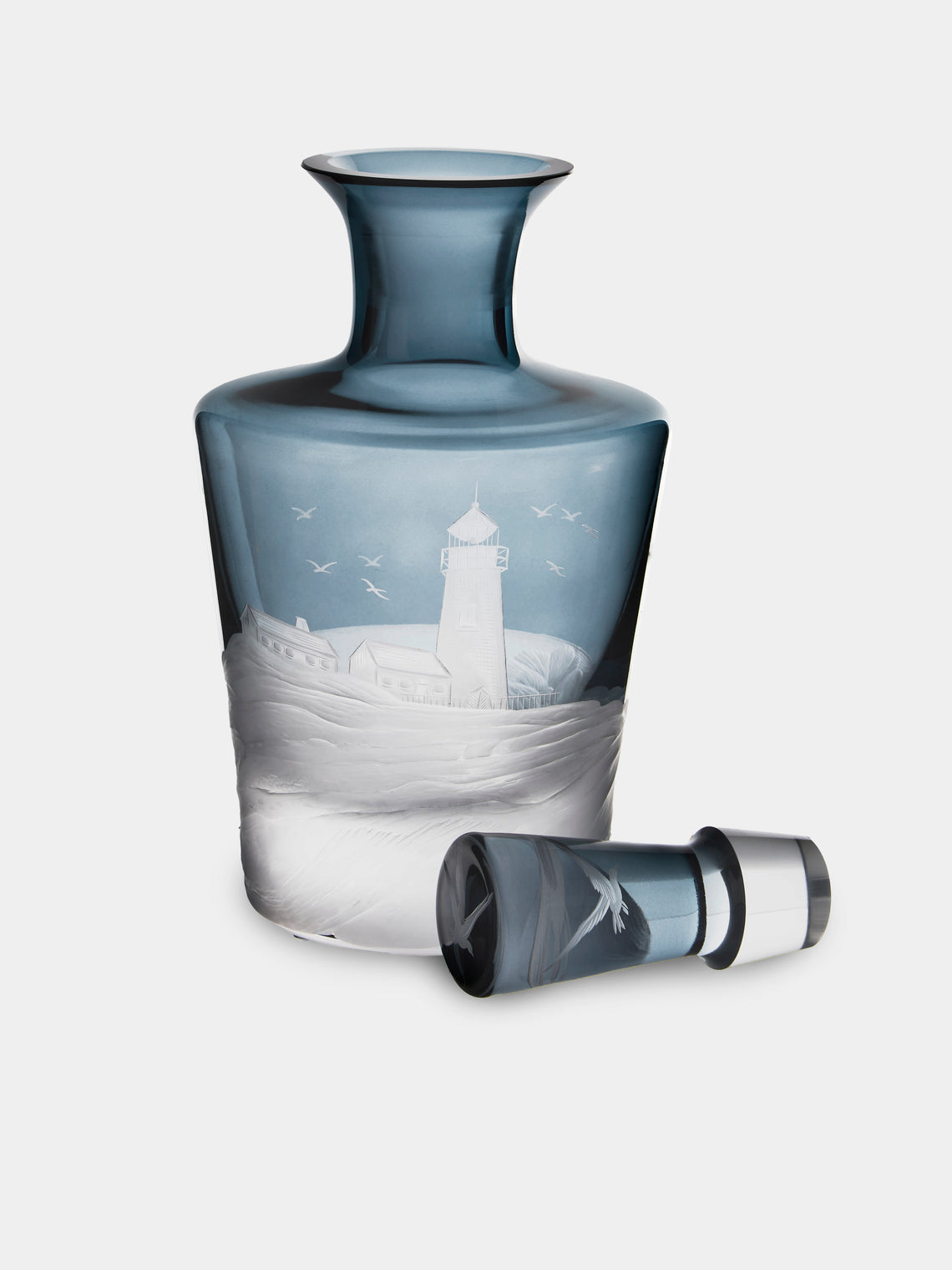 Artel - Golden Age of Yachting Hand-Engraved Crystal Decanter - Blue - ABASK