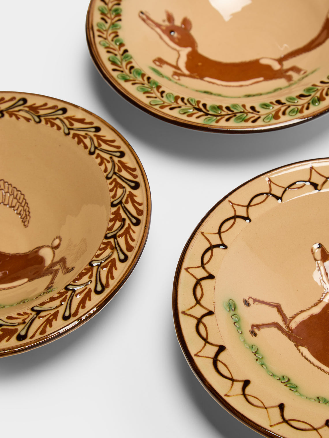 Poterie d’Évires - Animals Hand-Painted Ceramic Breakfast Bowls (Set of 4) - Cream - ABASK