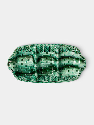 Verdolini - Palizzata Hand-Painted Ceramic Triple Appetizer Dish - Green - ABASK - 