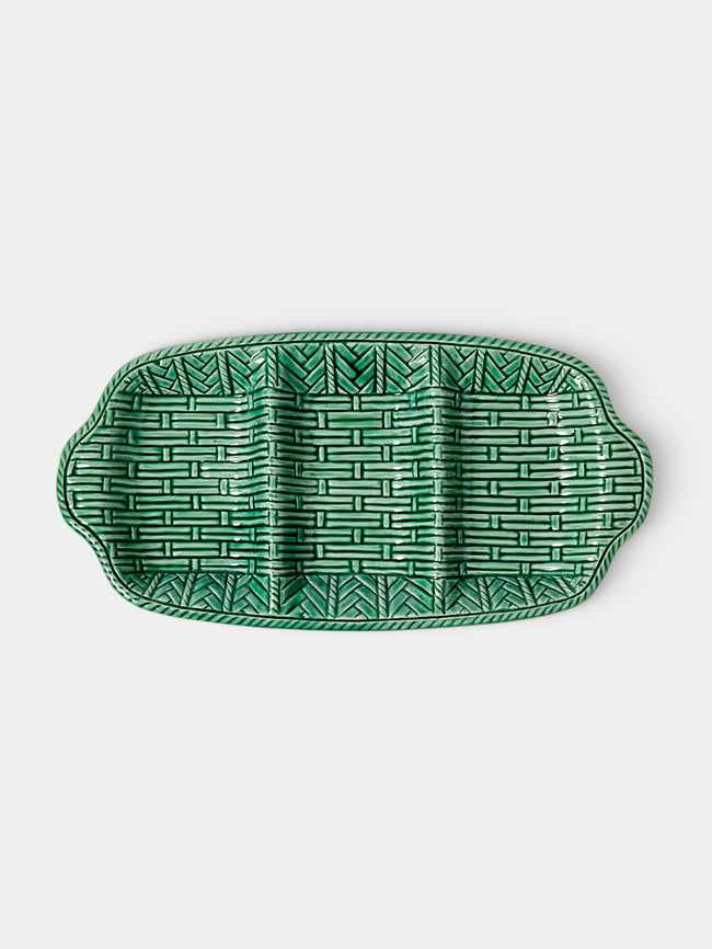 Verdolini - Palizzata Hand-Painted Ceramic Triple Appetizer Dish - Green - ABASK - 