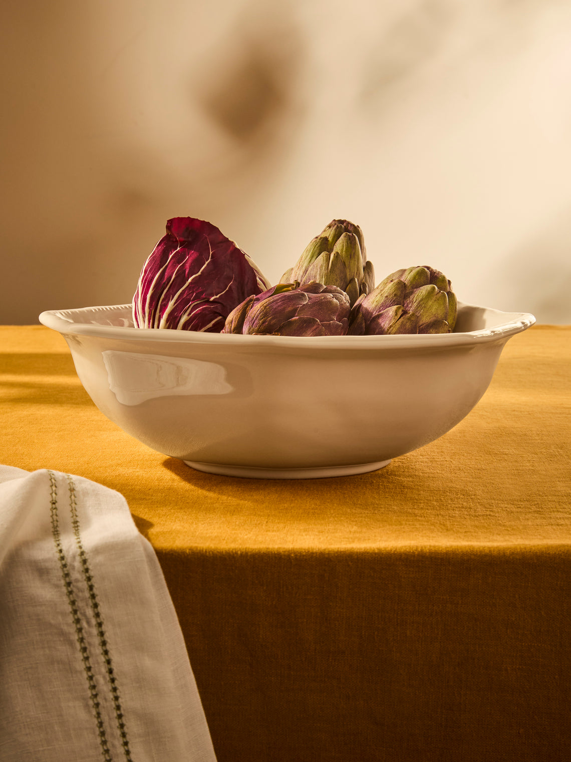 Maison Pichon Uzès - Louis XVI Hand-Glazed Ceramic Salad Bowl - White - ABASK