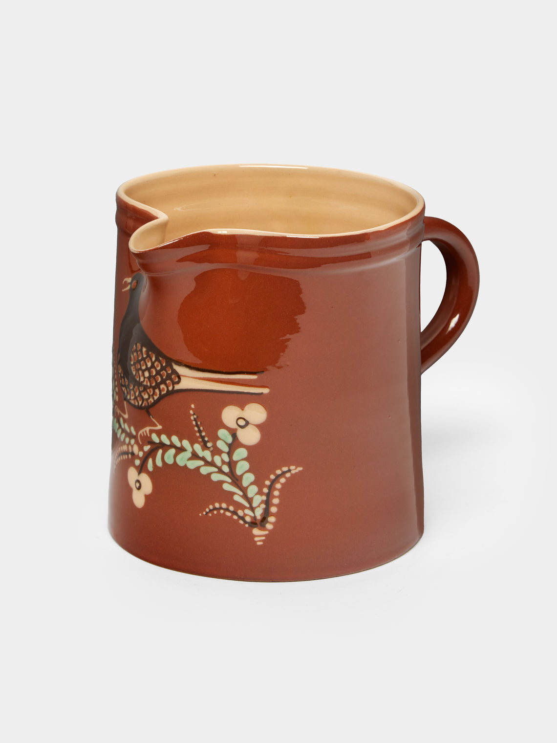 Poterie d’Évires - Birds Hand-Painted Ceramic Straight-Edge Jug -  - ABASK - 