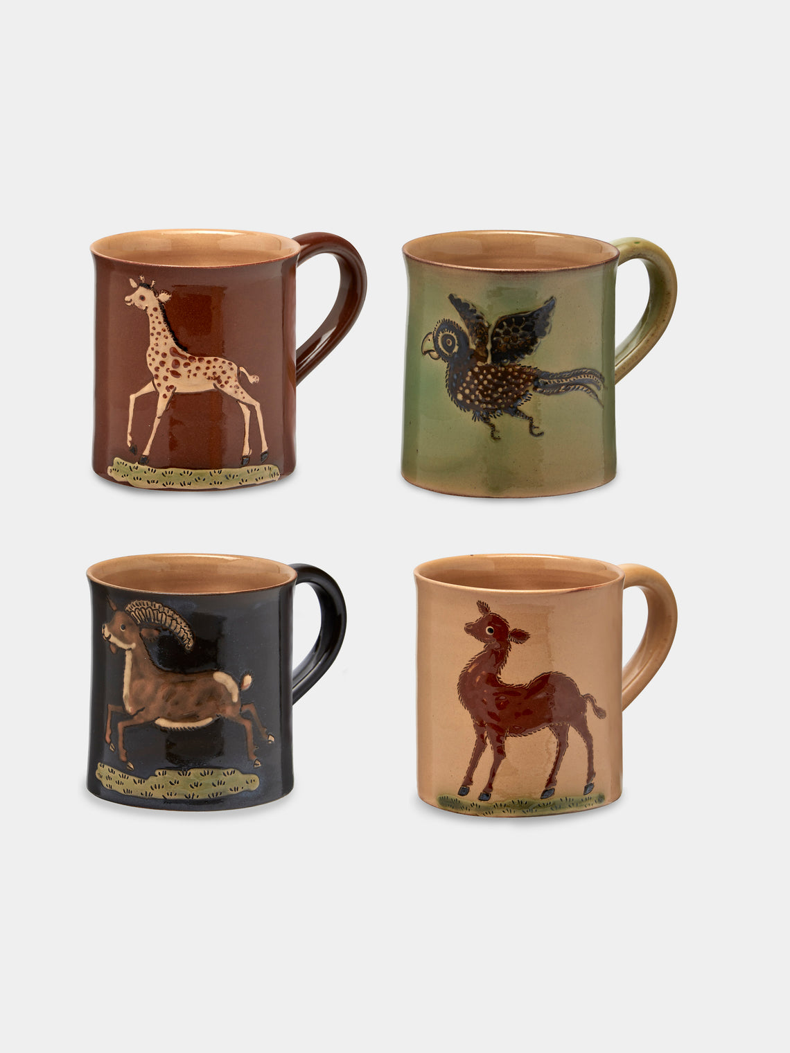 Poterie d’Évires - Safari Hand-Painted Ceramic Mugs (Set of 4) - Multiple - ABASK - 