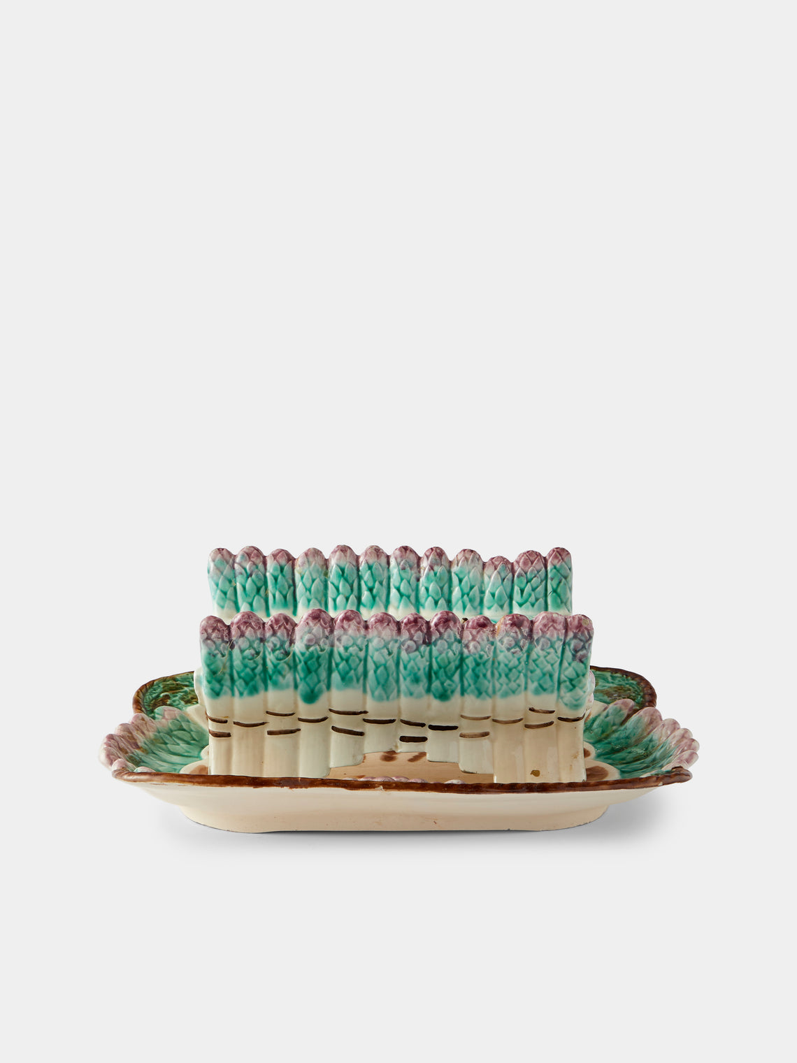 Antique and Vintage - 1950s Ceramic Asparagus Serving Dish on Platter - Multiple - ABASK