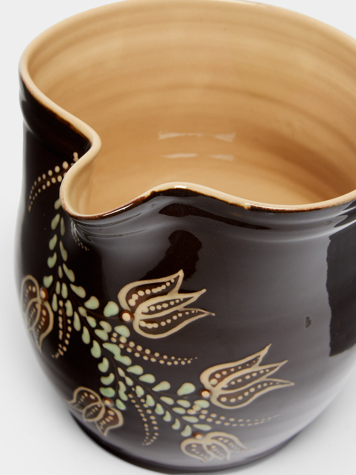 Poterie d’Évires - Flowers Hand-Painted Ceramic Rounded Jug -  - ABASK
