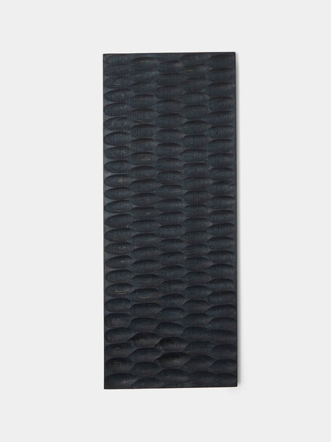 Mori Kougei - Tsuki-Jiri Indigo-Dyed Oak Sushi Plate (12in/30cm) - Black - ABASK - 