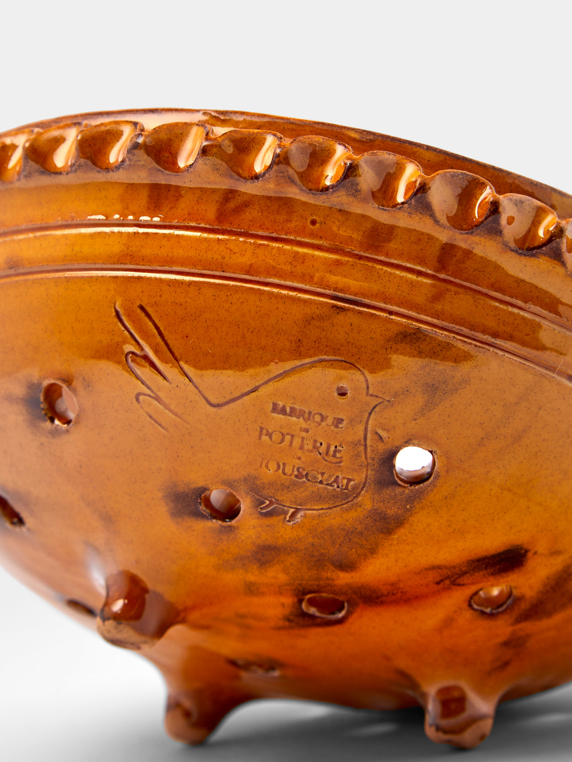 Poterie de Cliousclat - Hand-Glazed Slipware Berry Bowl - Ochre - ABASK