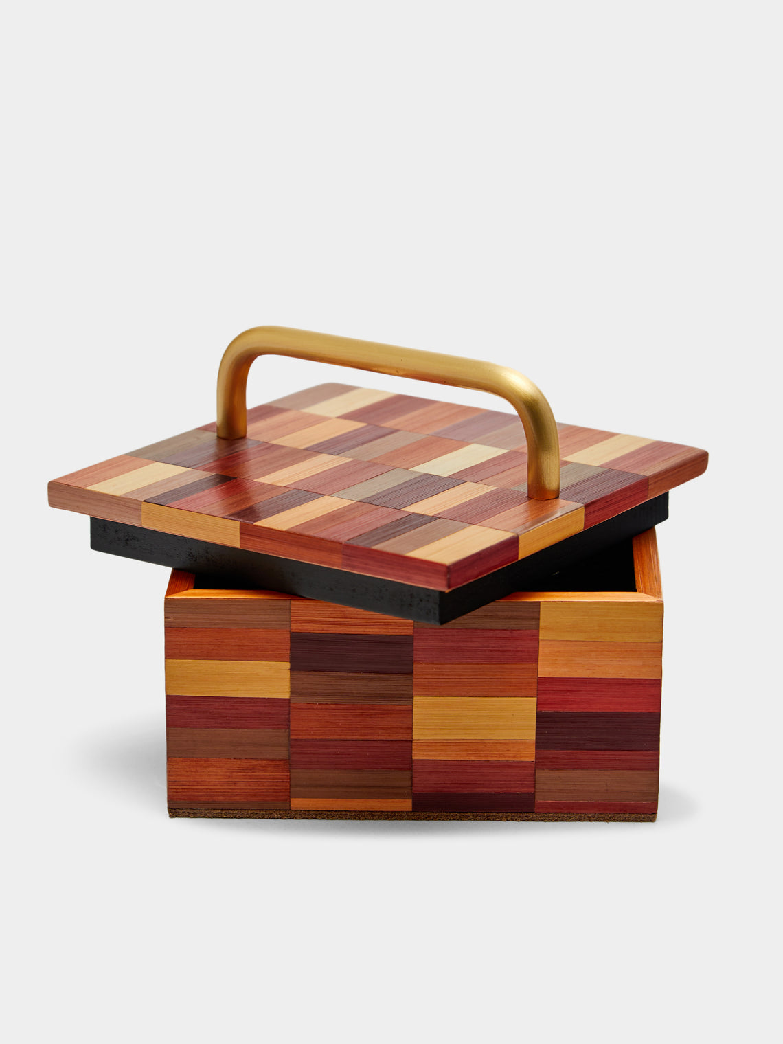Ruda Studio - Subway Weave Rye Straw Inlay Wood Box -  - ABASK