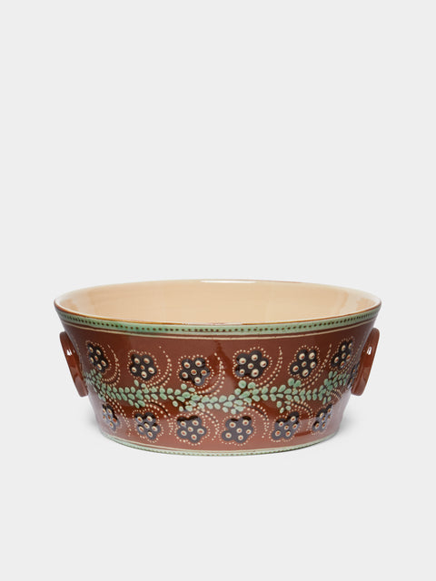 Poterie d’Évires - Flowers Hand-Painted Ceramic Handled Serving Bowl -  - ABASK - 
