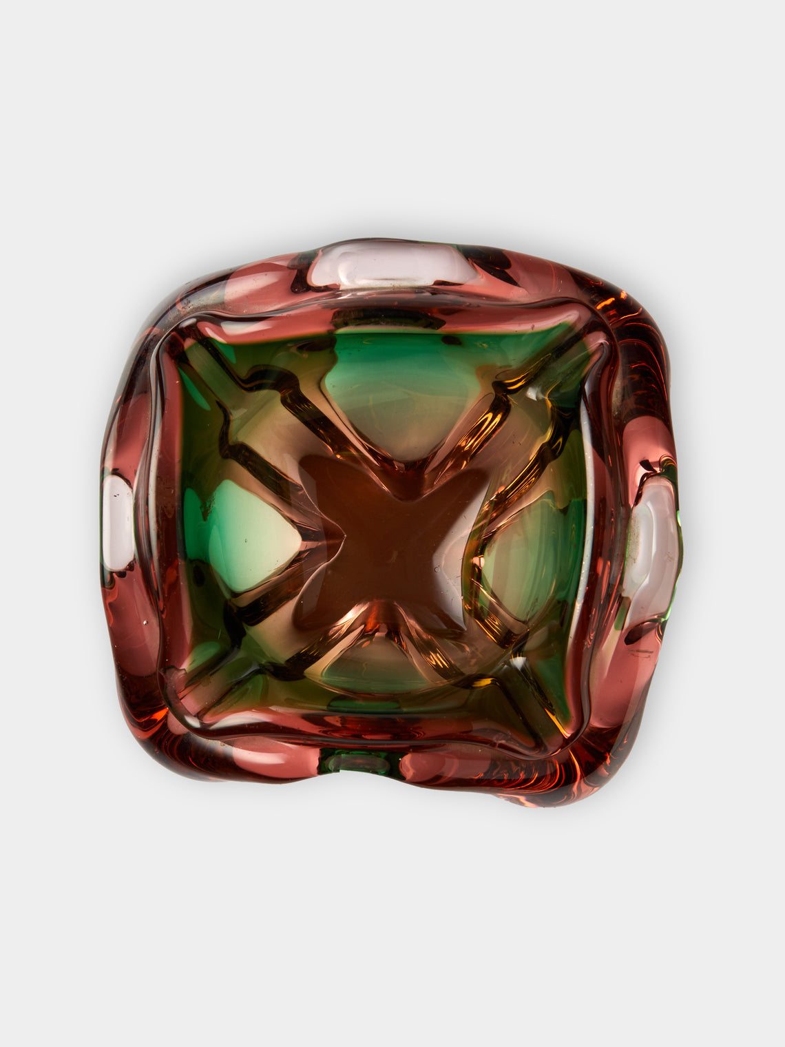 Antique and Vintage - Mid-Century Czech Glass Ashtray - Pink - ABASK