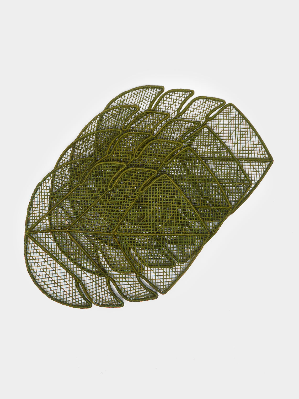 Coro Cora - Leaf Handwoven Iraca Palm Placemats (Set of 4) -  - ABASK