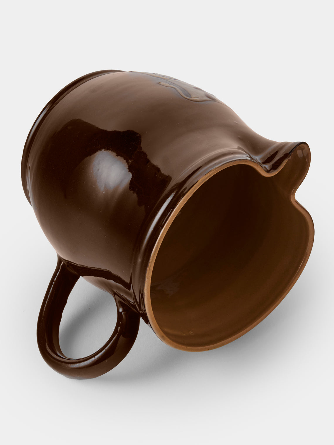 Poterie d’Évires - Cows Hand-Painted Ceramic Medium Jug - Dark Brown - ABASK