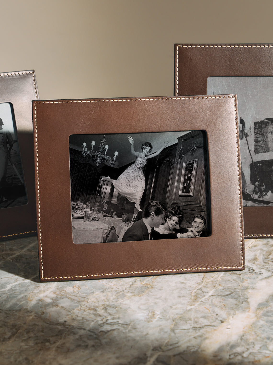 Oscar Maschera - Punti Leather Photo Frame - Dark Brown - ABASK