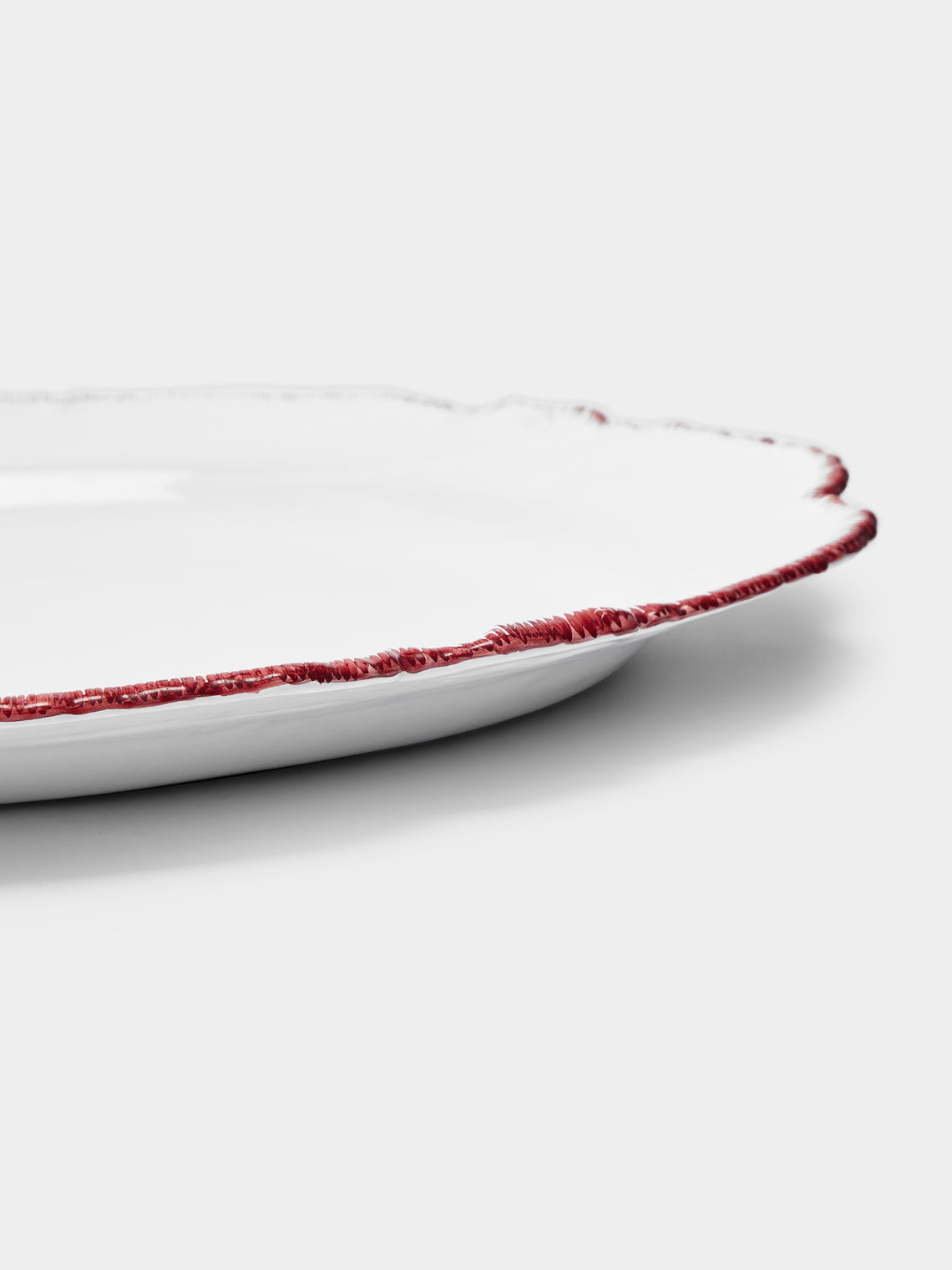 Atelier Soleil - Combed Edge Hand-Painted Ceramic Oval Platter -  - ABASK