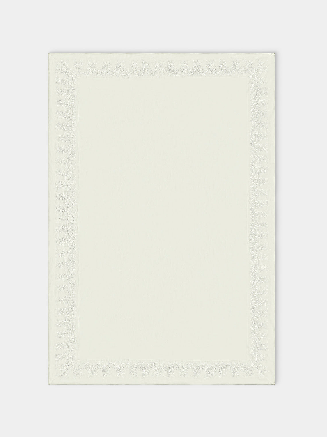Borgo delle Tovaglie - Venaria Embroidered Linen Large Rectangular Tablecloth - Ivory - ABASK