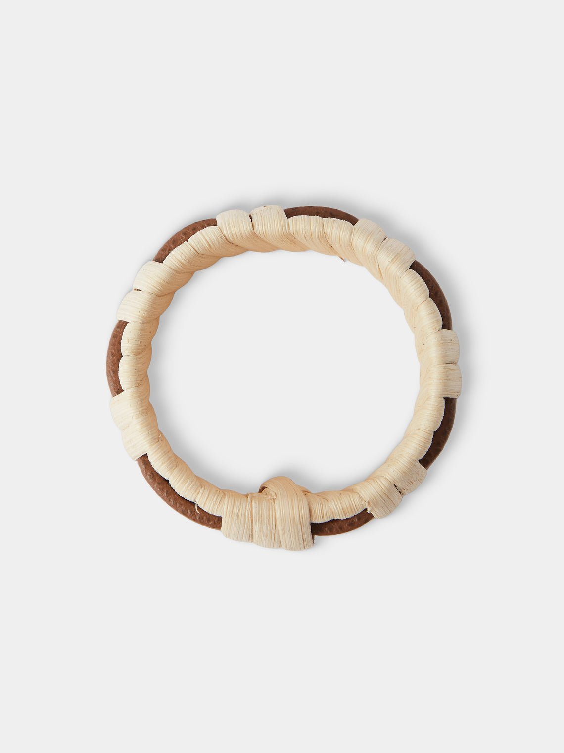 Pigment France - Anglet Leather and Rattan Napkin Rings (Set of 4) - Brown - ABASK