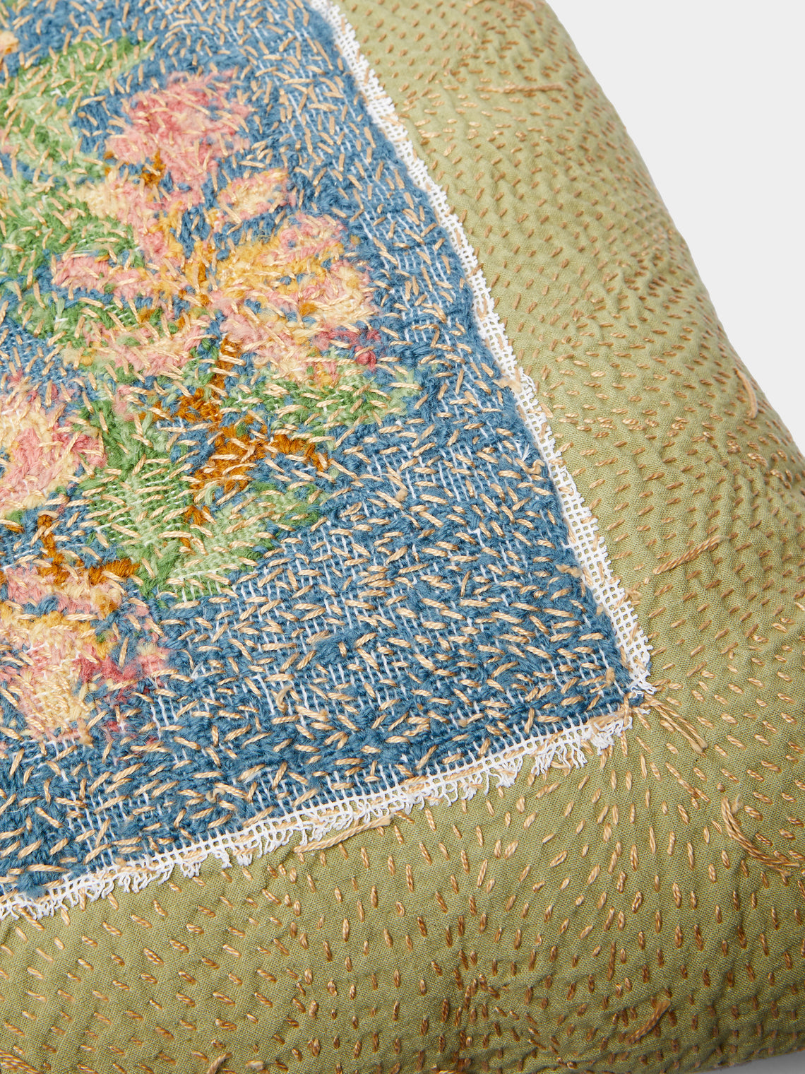 By Walid - 19th-Century Needlepoint Wool Cushion -  - ABASK