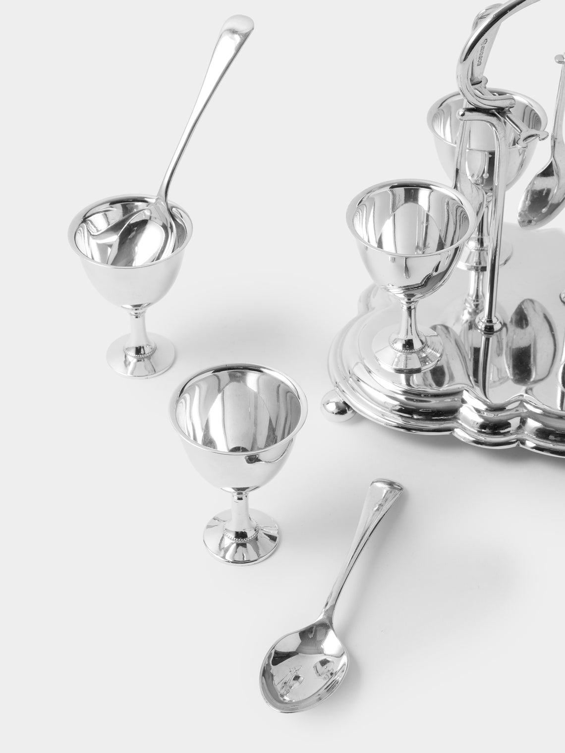 Antique and Vintage - Mid-Century Silver-Plated Egg Serving Set - Silver - ABASK