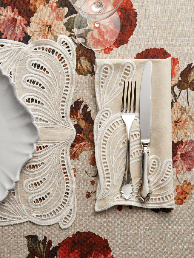 Borgo delle Tovaglie - Tecla Embroidered Linen Napkins (Set of 4) - Natural - ABASK