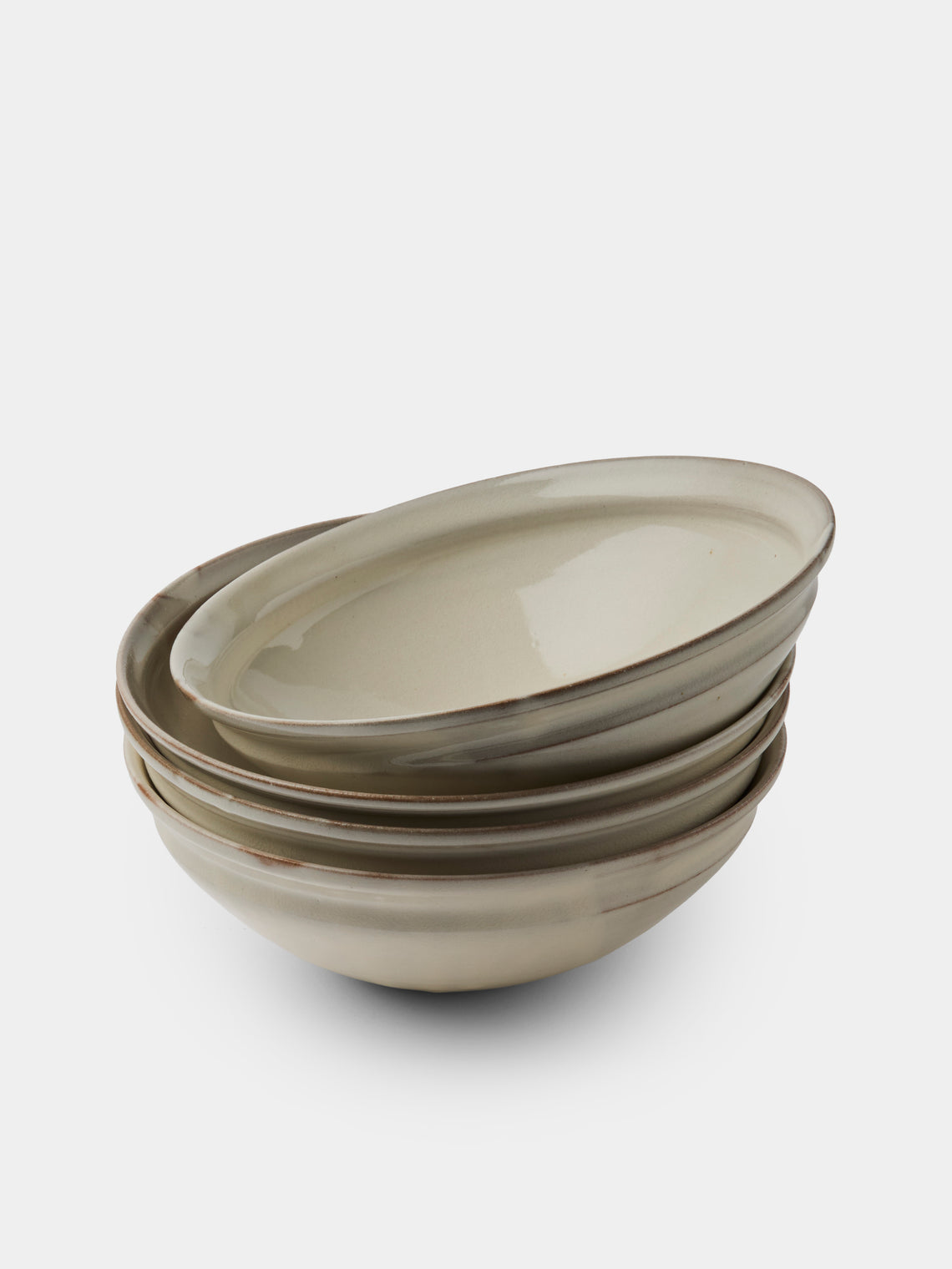 Fuminari Araga - Kohiki Slipware Shallow Bowls – 8in/21cm (Set of 4) - White - ABASK