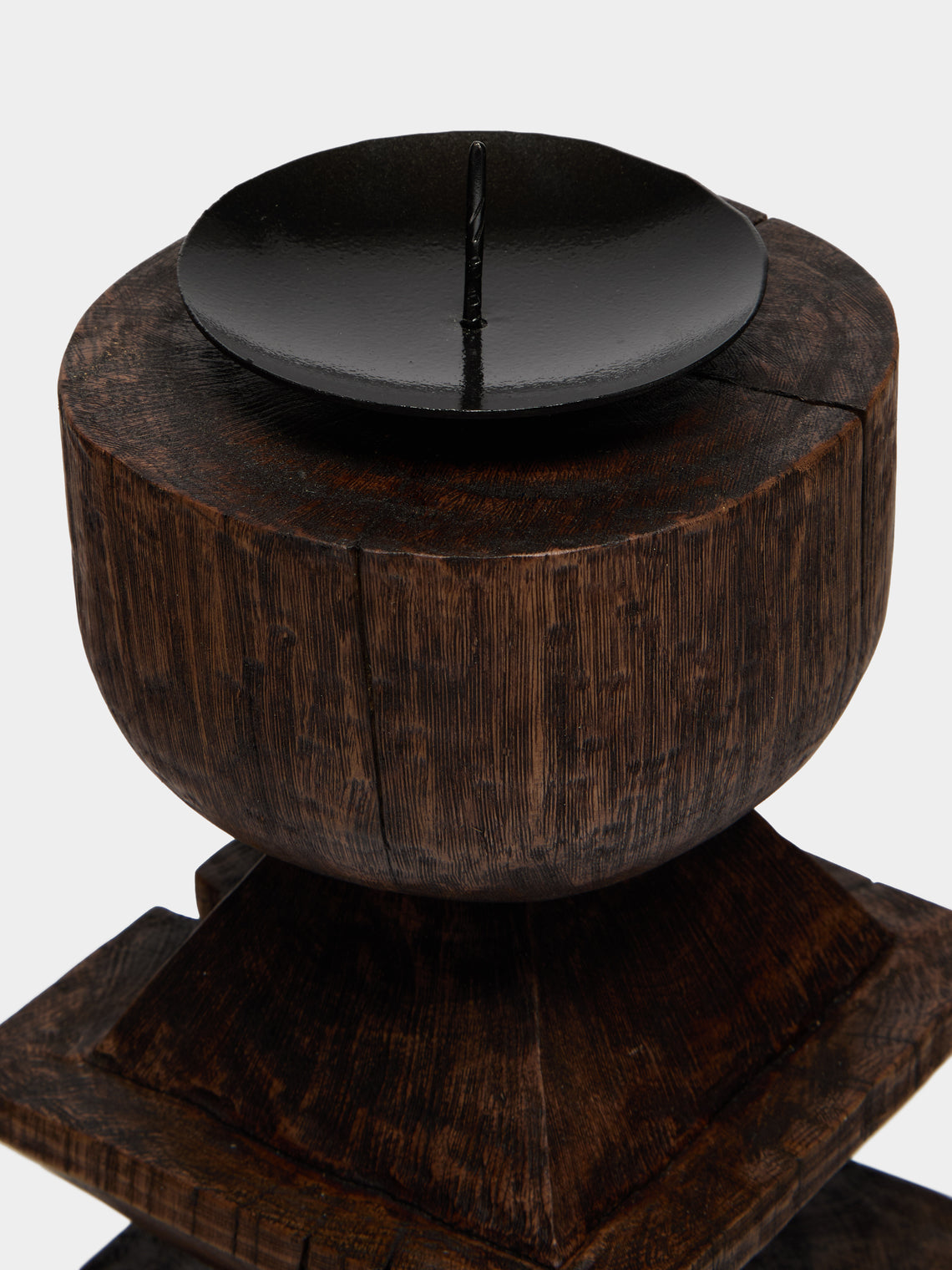 Jamie Gaunt Designs - Totem Hand-Carved Wood Candle Holder - Dark Brown - ABASK