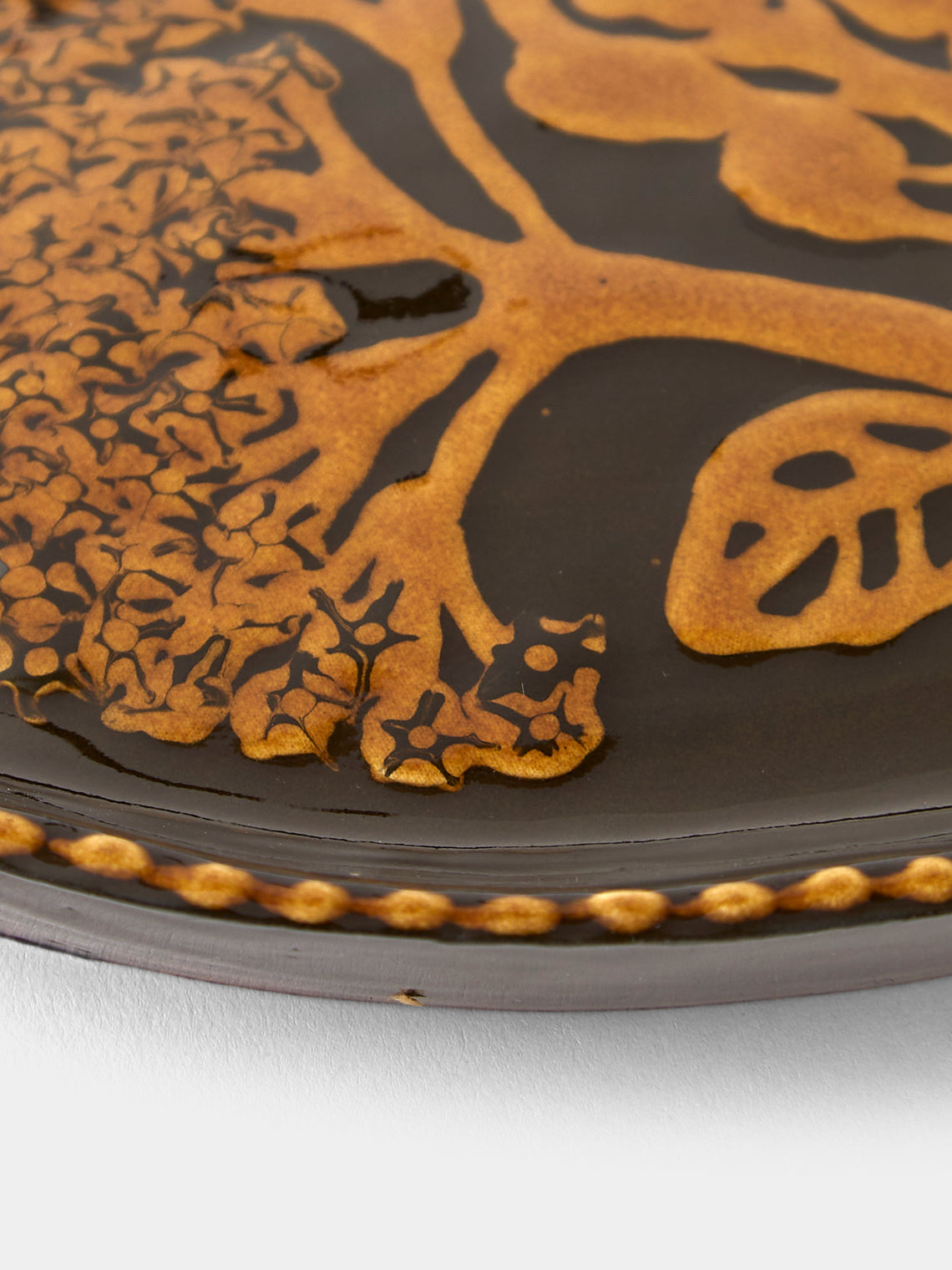 Aono Pottery - Hydrangea Slipware Oval Dish - Brown - ABASK