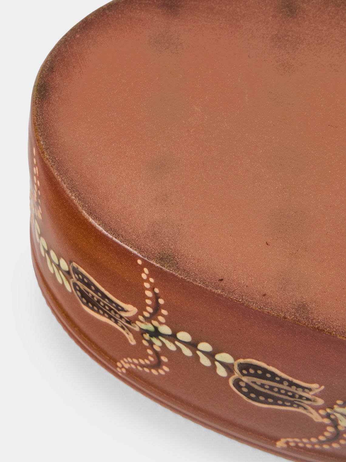 Poterie d’Évires - Flowers Hand-Painted Ceramic Mini Oval Dish - Light Brown - ABASK