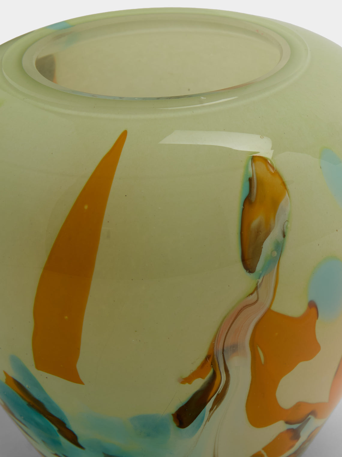 Antique and Vintage - 1950s French Glass Vase (6in/16cm) - Yellow - ABASK