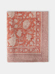 Chamois - Parrot Block-Printed Linen Rectangular Tablecloth (138in/3.5m) - Red - ABASK - 