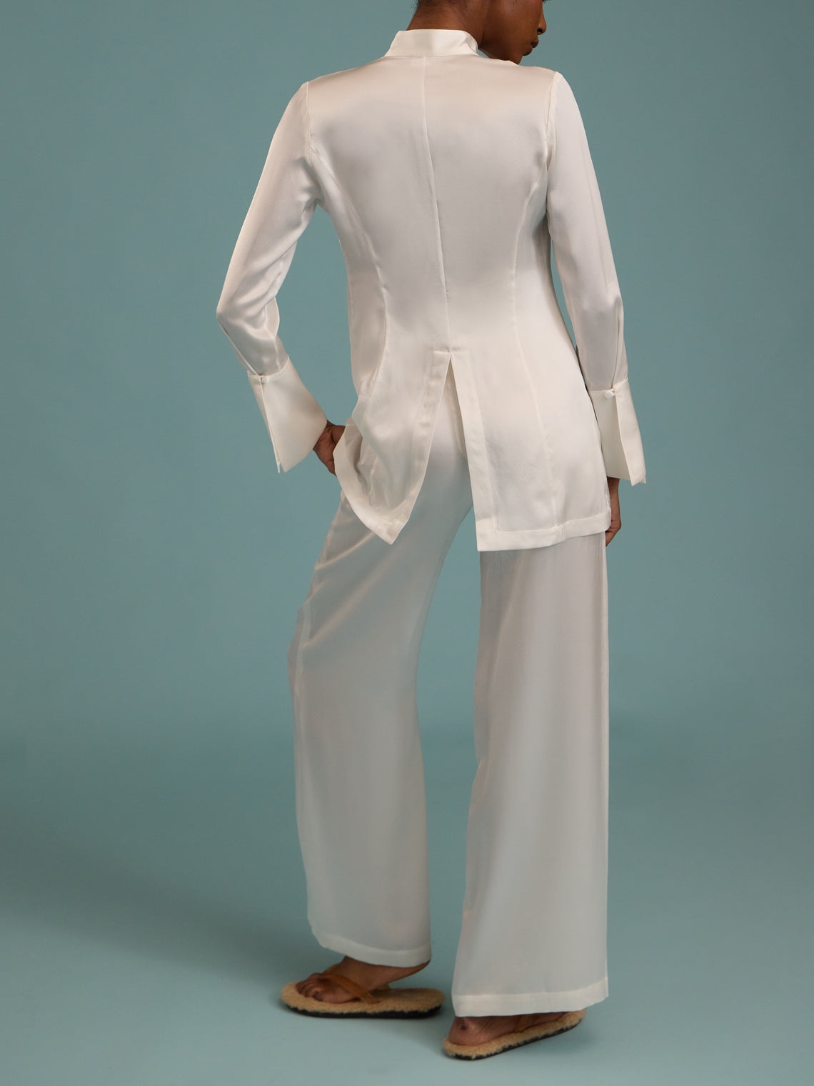 Loretta Caponi - Azalea Silk Pajama Set | Size: XS - White - ABASK