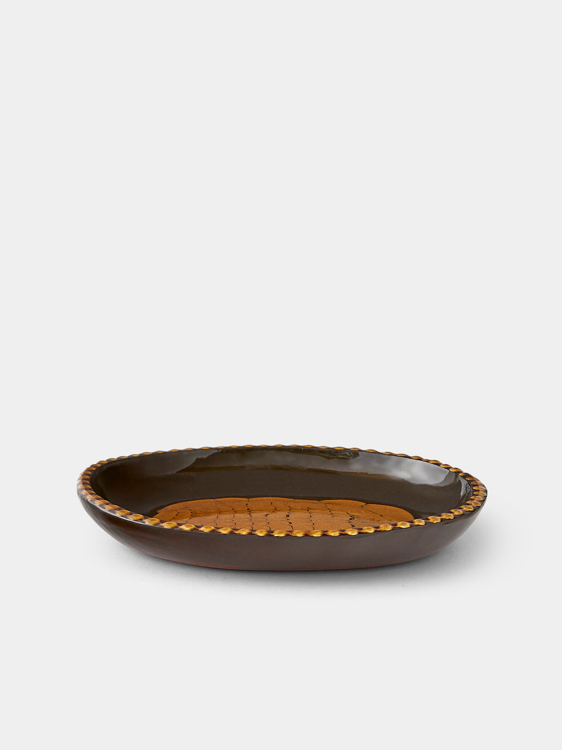 Aono Pottery - Slipware Oval Dish - Brown - ABASK