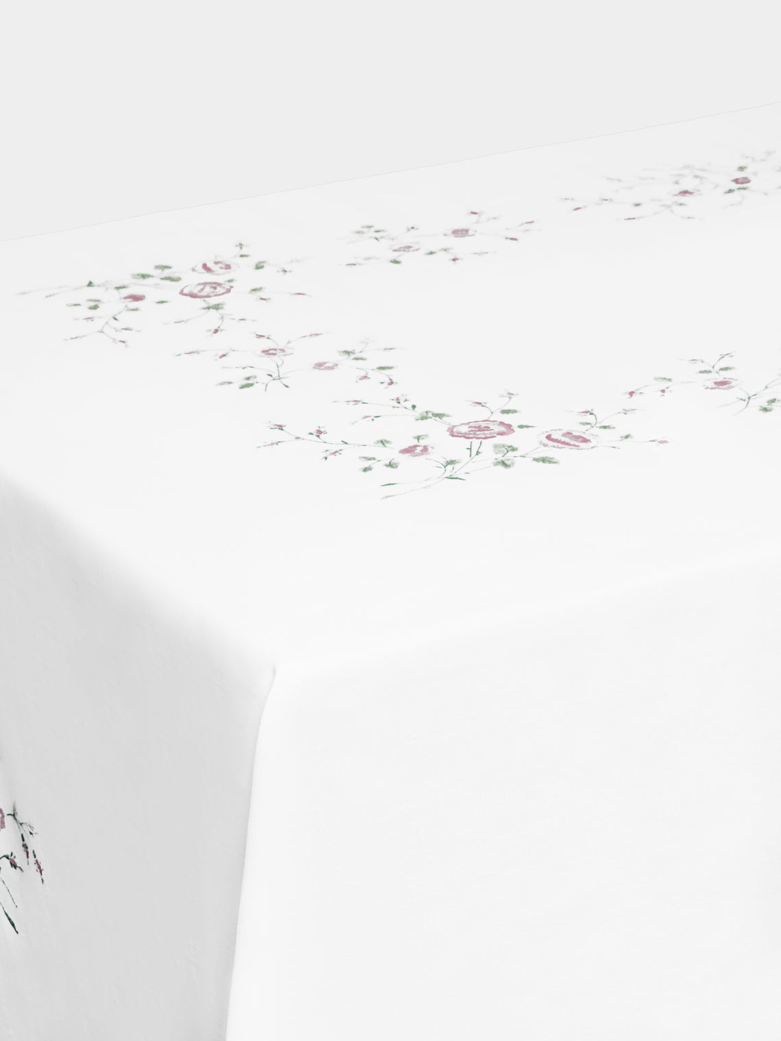 Taf Firenze - Roseline Firenze Hand-Embroidered Linen Tablecloth and Napkins (Set of 12) -  - ABASK