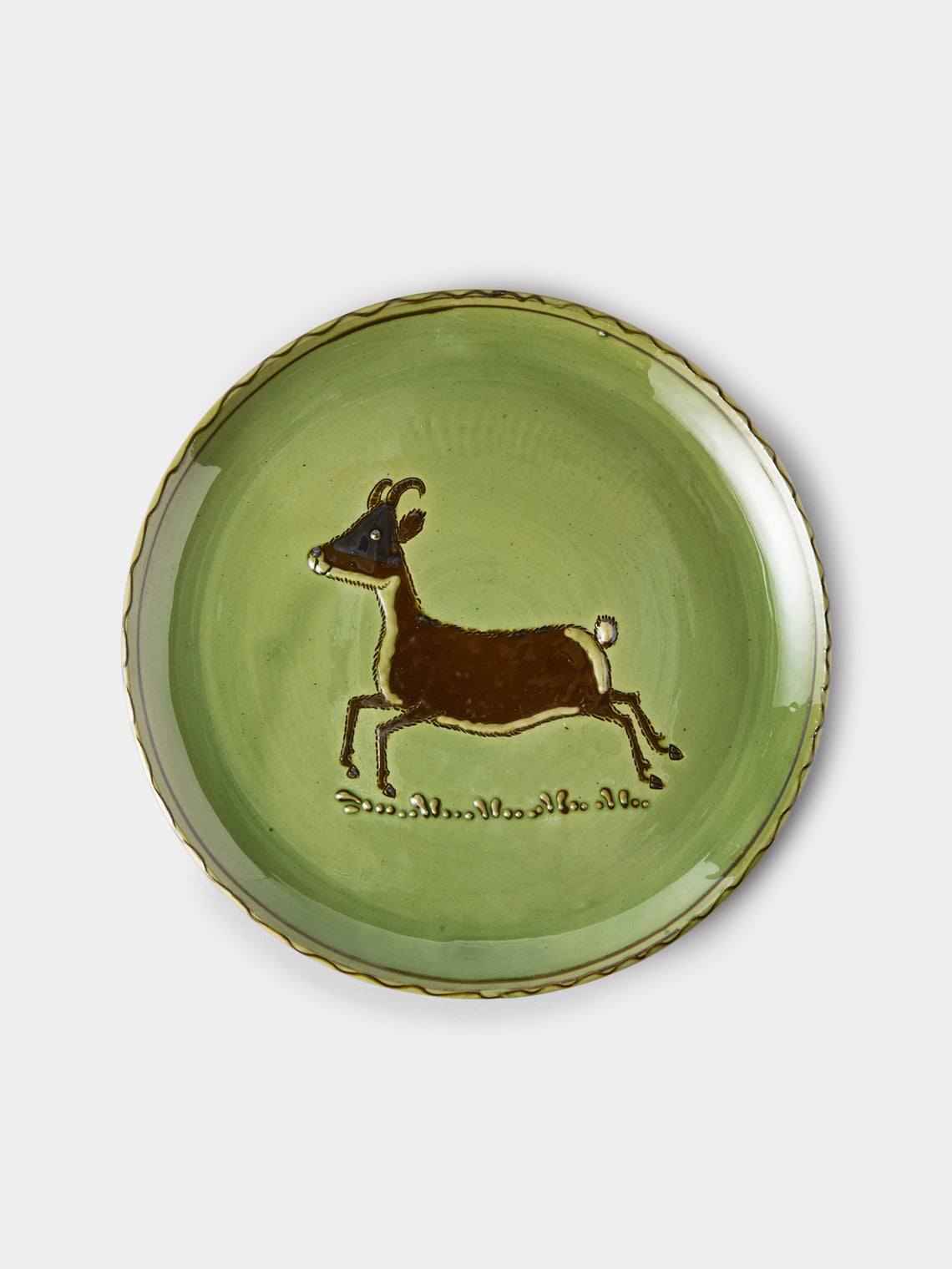 Poterie d’Évires - Animals Hand-Painted Ceramic Dinner Plates – 9.5in/24cm (Set of 4) - Green - ABASK