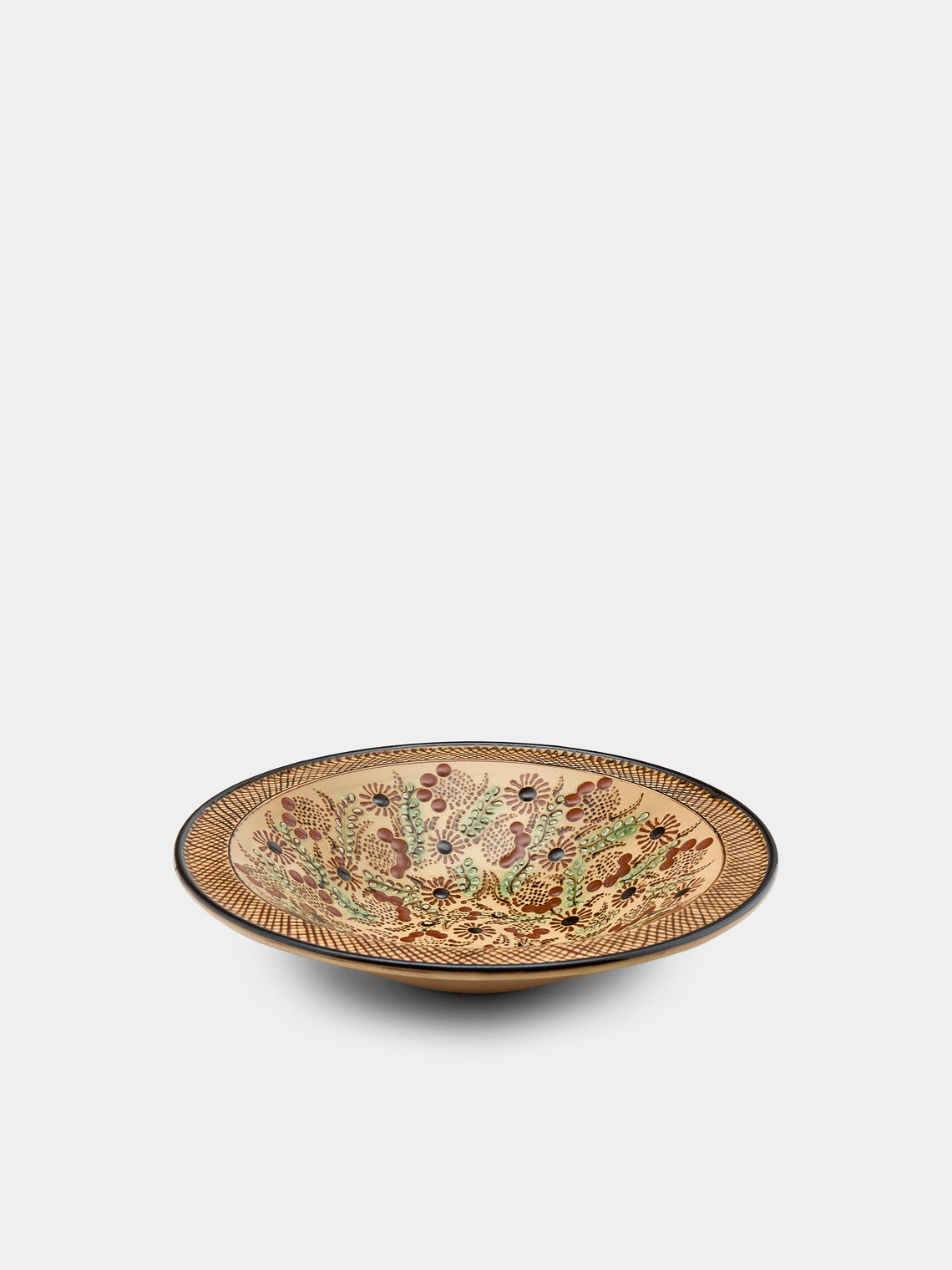 Poterie d’Évires - Flowers Hand-Painted Ceramic Small Serving Bowl - Cream - ABASK