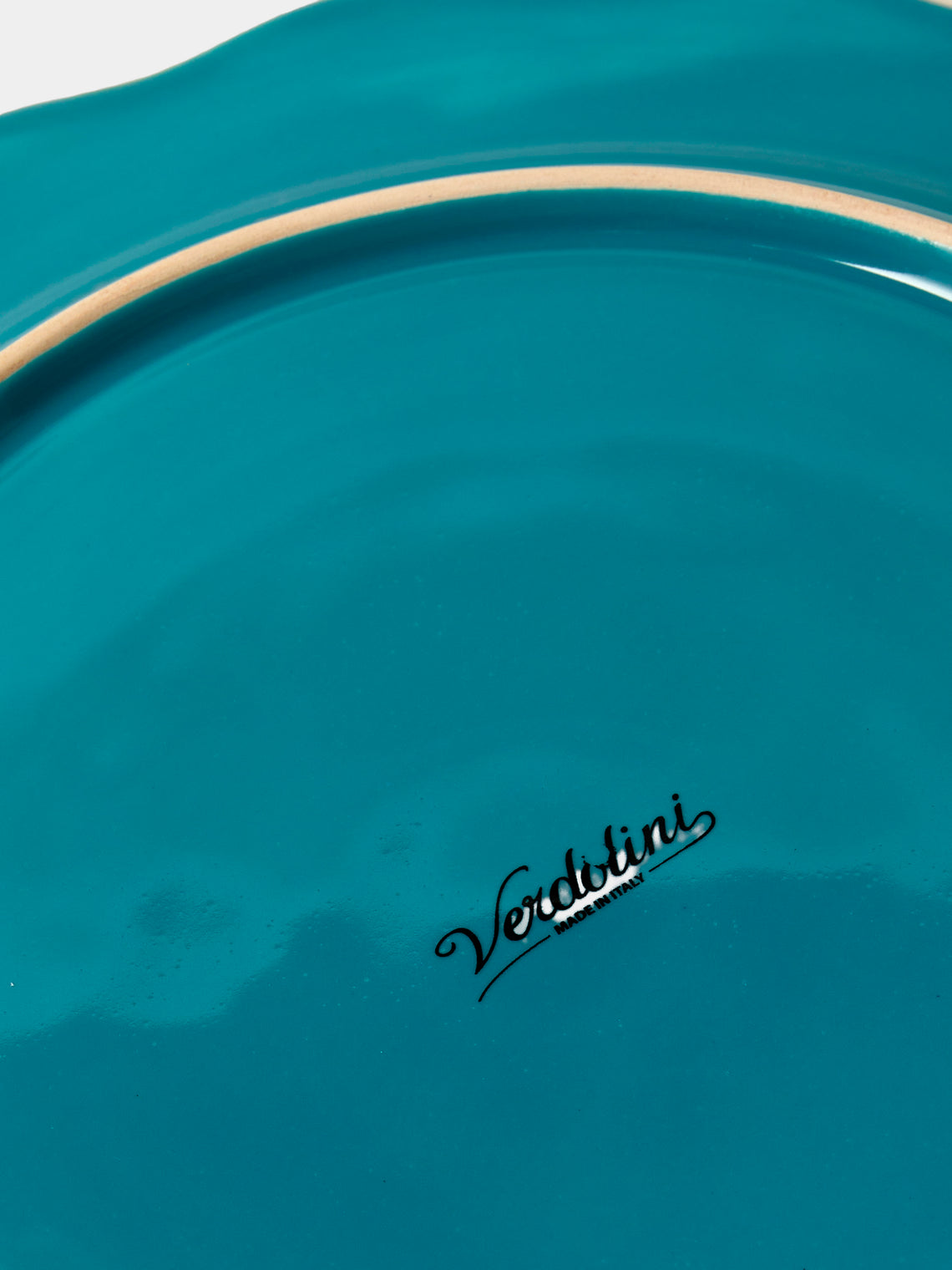 Verdolini - Chestnut Hand-Painted Majolica Ceramic Serving Plate (12.5in/32cm) - Blue - ABASK