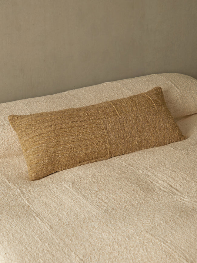 Valentina Hoyos - Hand-Dyed Patchwork Cotton Lumbar Cushion (31.5in/80cm) - Beige - ABASK