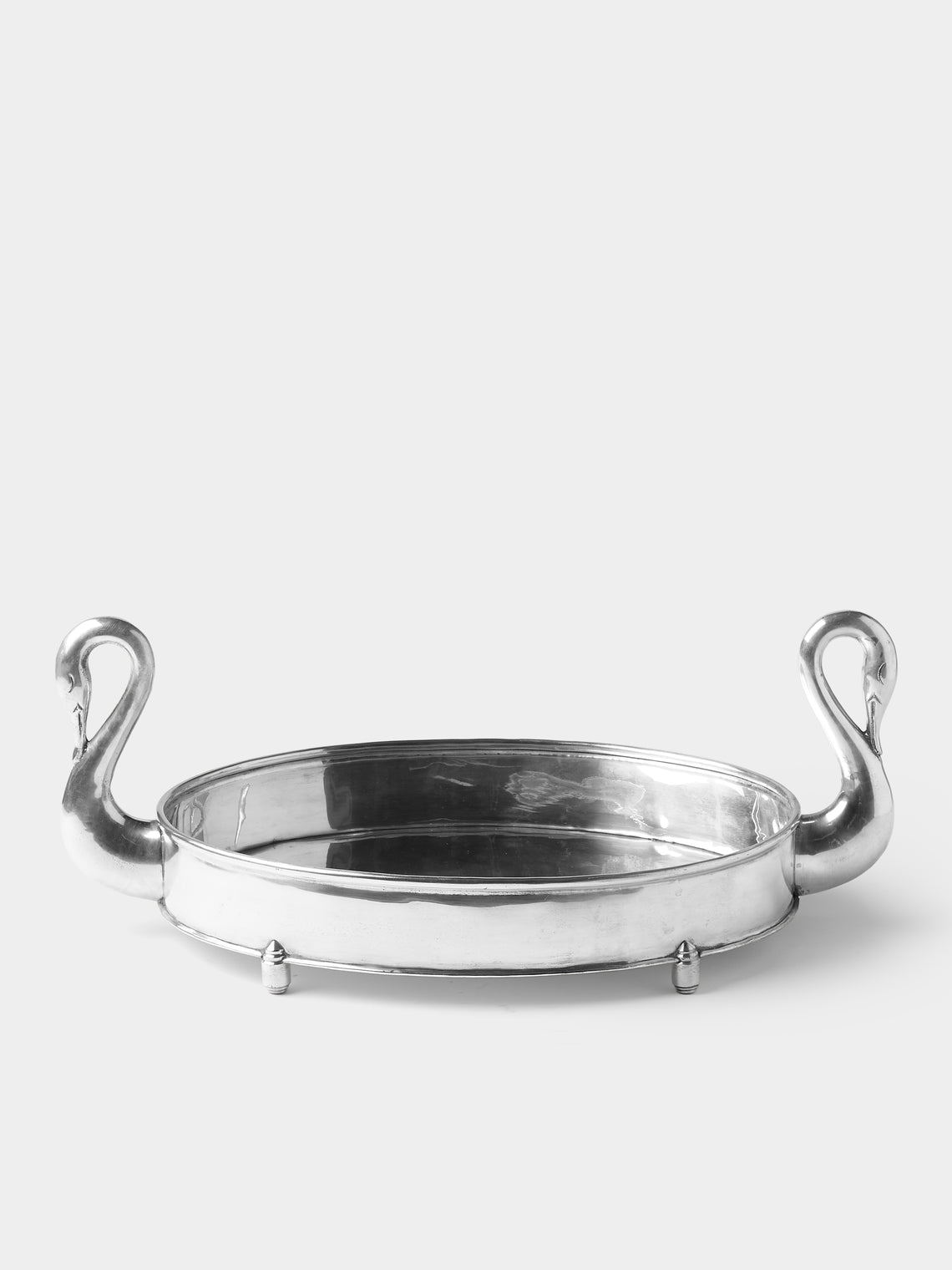 Antique and Vintage - Mid-Century Swan Silver-Plated Tray (18.5in/47cm) - Silver - ABASK - 