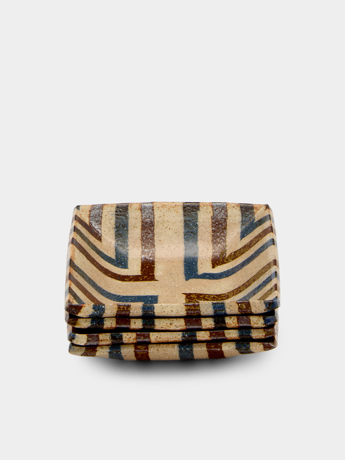 Makidani-gama - Nerikomi Ceramic Square Plates – 5in/13cm (Set of 4) - Multiple - ABASK