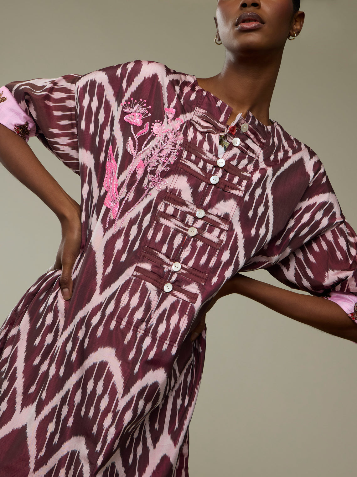 Nazzy Beglari - Hand-Loomed Ikat Silk and Cotton Dress | One Size - Multiple - ABASK