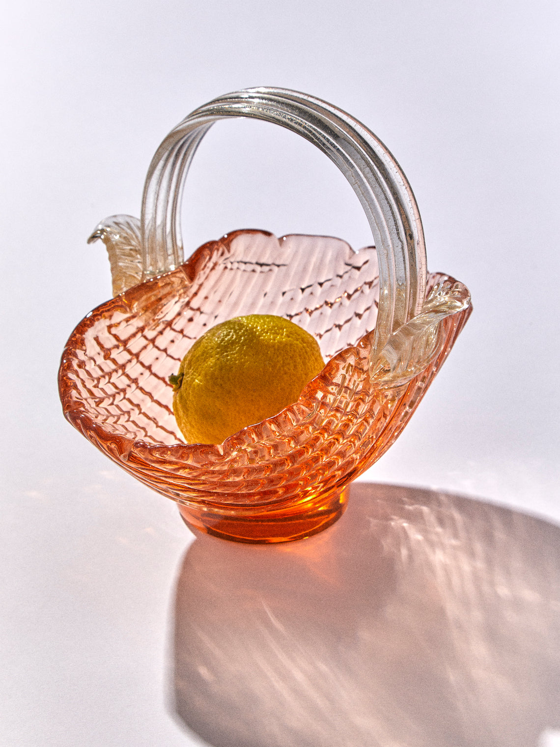 Antique and Vintage - 1940 Seguso Glass Basket - Orange - ABASK
