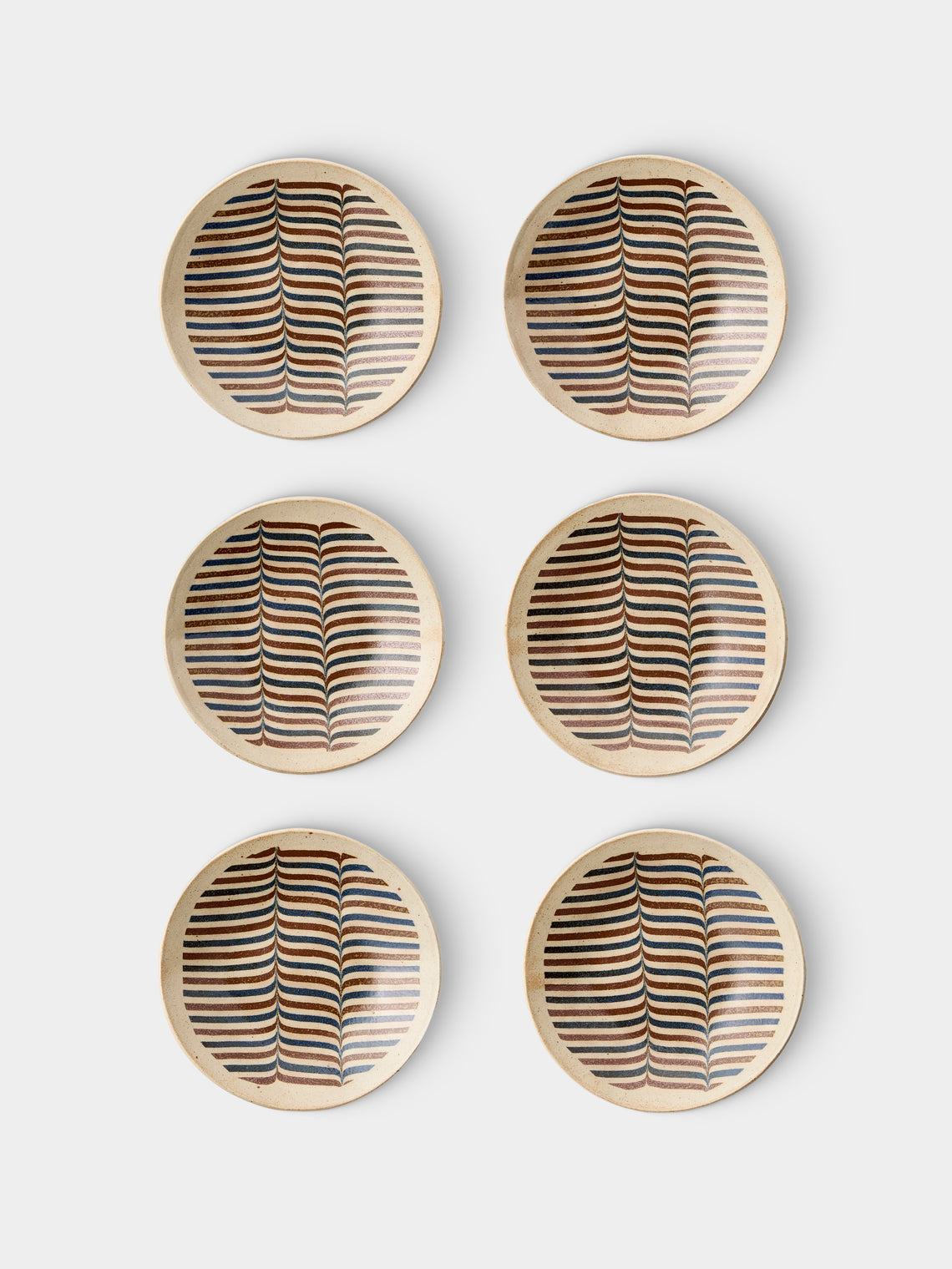 Makidani-gama - No. 1 Nerikomi Ceramic Plates – 8.5in/22cm (Set of 6) - Multiple - ABASK