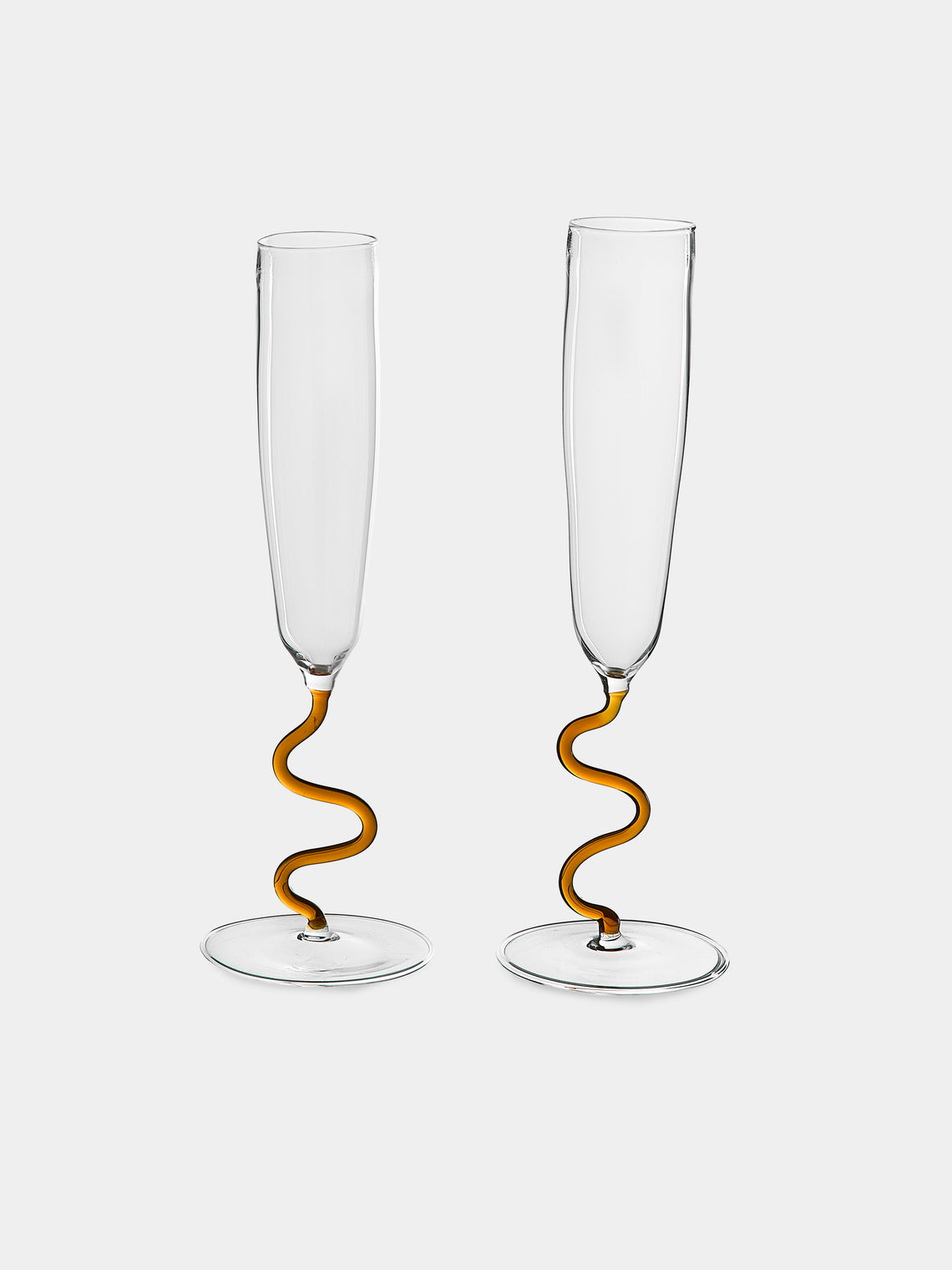 River Valadez - Hand-Blown Glass Champagne Flutes (Set of 2) - Clear - ABASK
