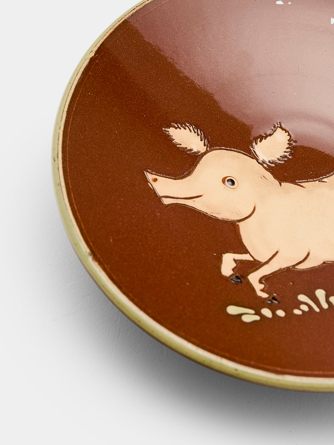 Poterie d’Évires - Animals Hand-Painted Ceramic Small Raised Plates (Set of 6) - Light brown - ABASK