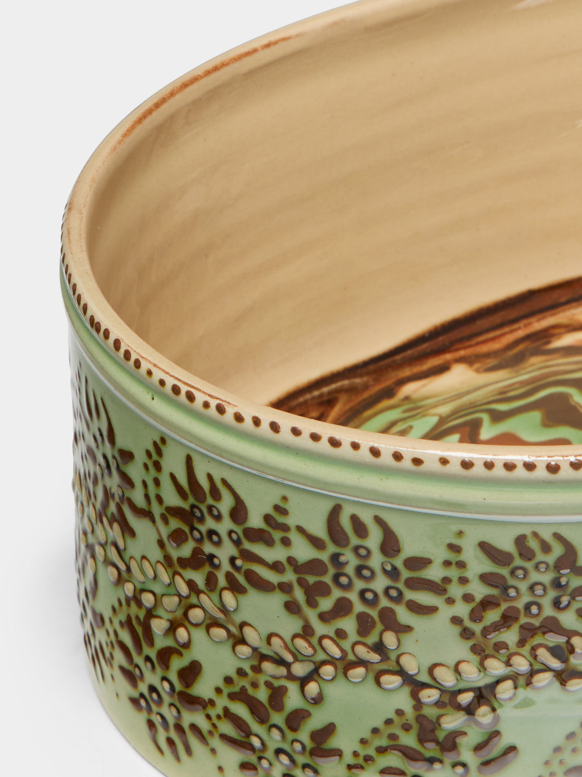 Poterie d’Évires - Flowers Hand-Painted Ceramic Oval Serving Dish -  - ABASK