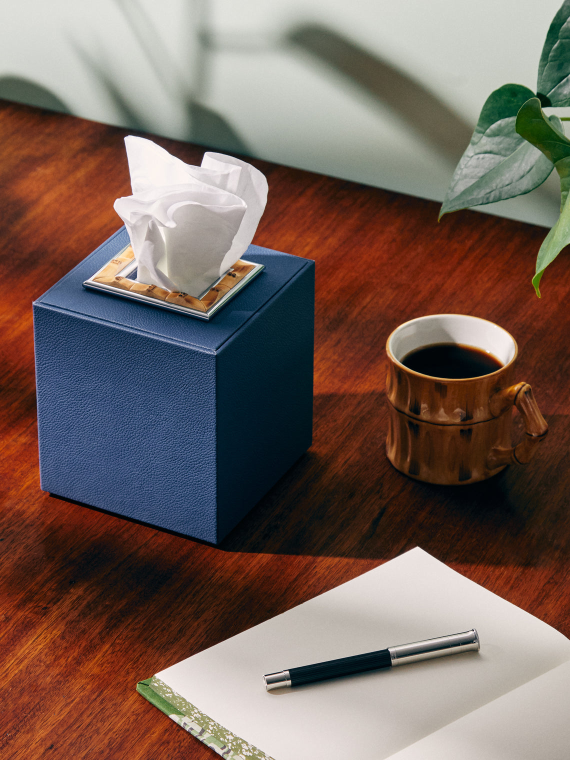 Lorenzi Milano - Leather and Bamboo Tissue Box -  - ABASK