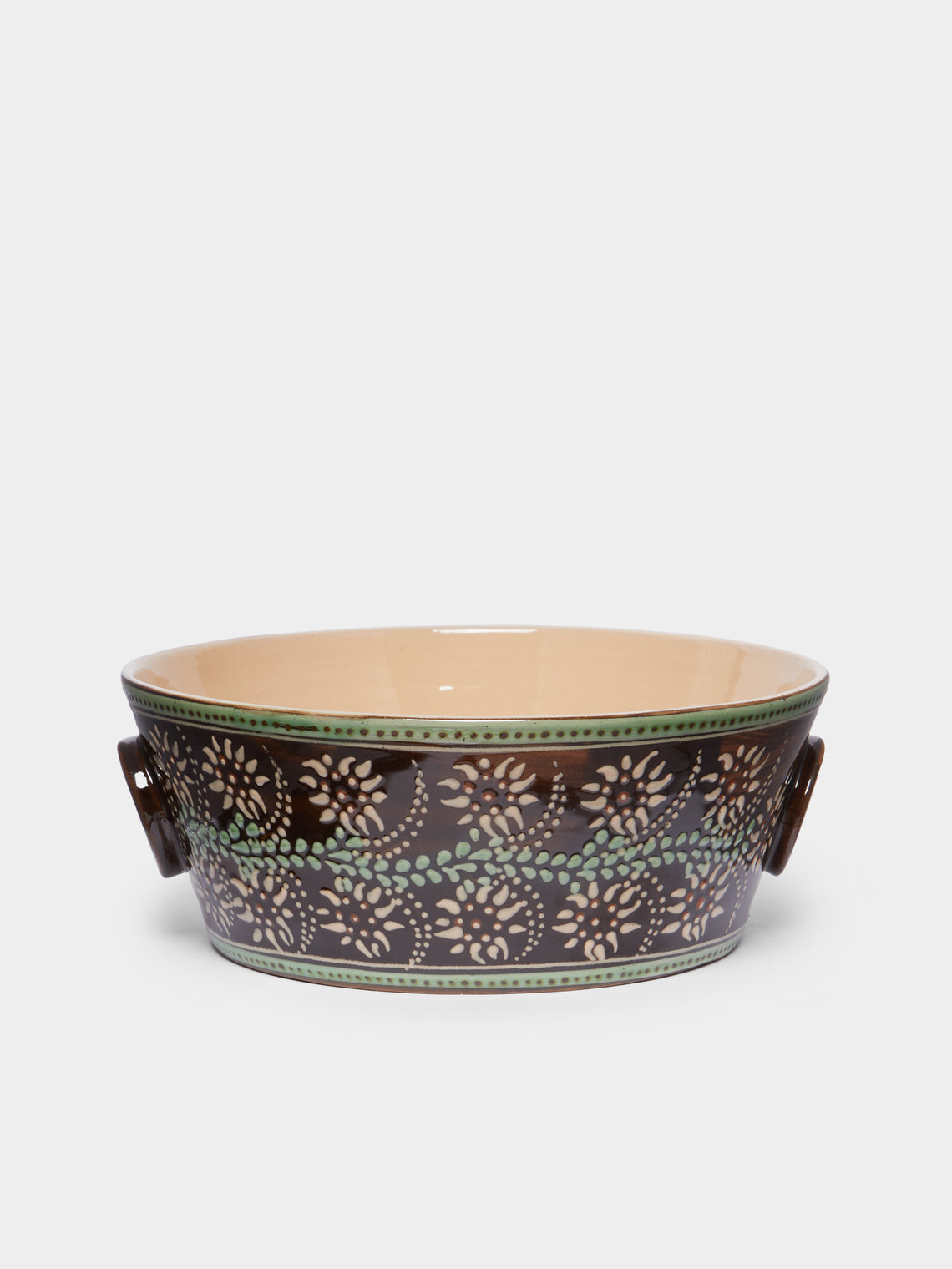 Poterie d’Évires - Flowers Hand-Painted Ceramic Handled Serving Bowl -  - ABASK - 